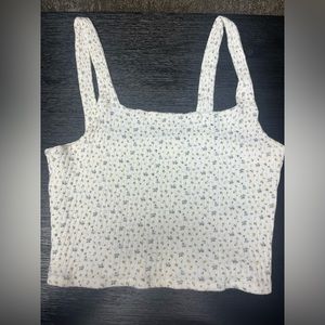 American Eagle medium white tank top with blue and yellow flowers